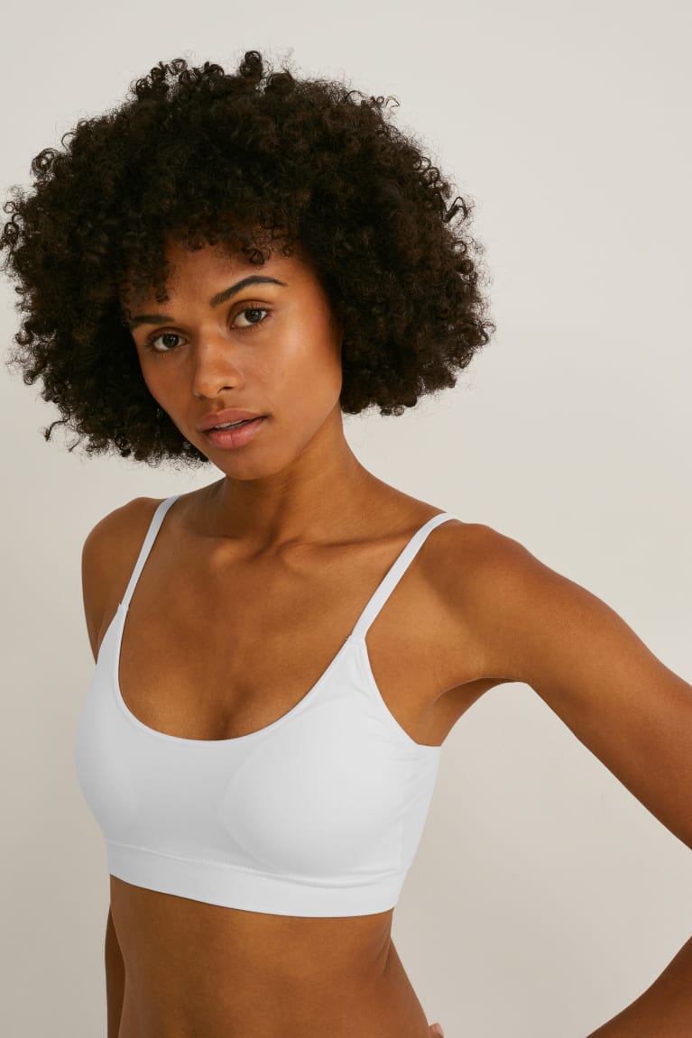 C&A Crop Gewatteerd Seamless- Lycra® Ondergoed Dames Wit | 1706MRBEG