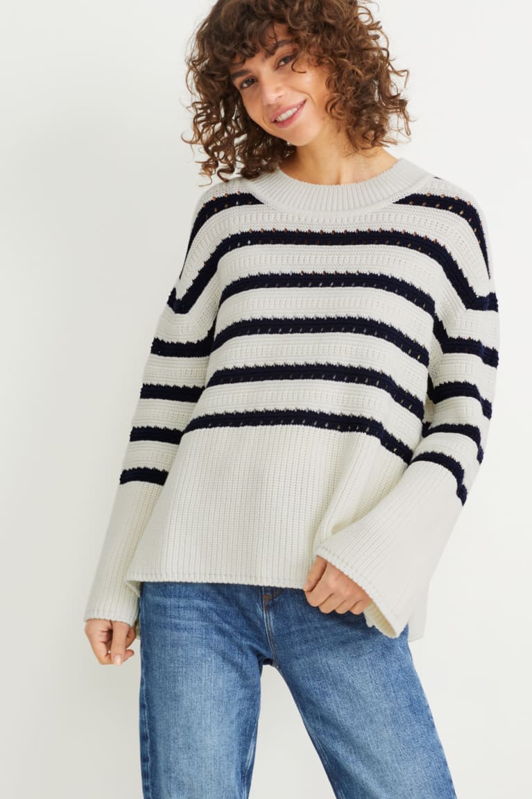 C&A Gestreept Jumpers Dames Wit | 5347ALNEV