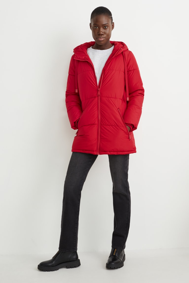 C&A Gewatteerd With Hood Bionic-finish®eco Jassen Dames Rood | 1987TPDKU