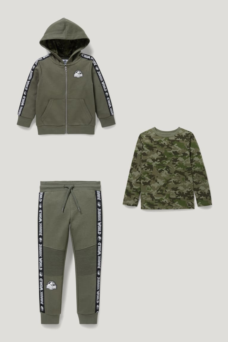 C&A Jurassic World Zip-through, Long Sleeve And Joggers Broek Jongens Donkergroen | 1650DCSOB