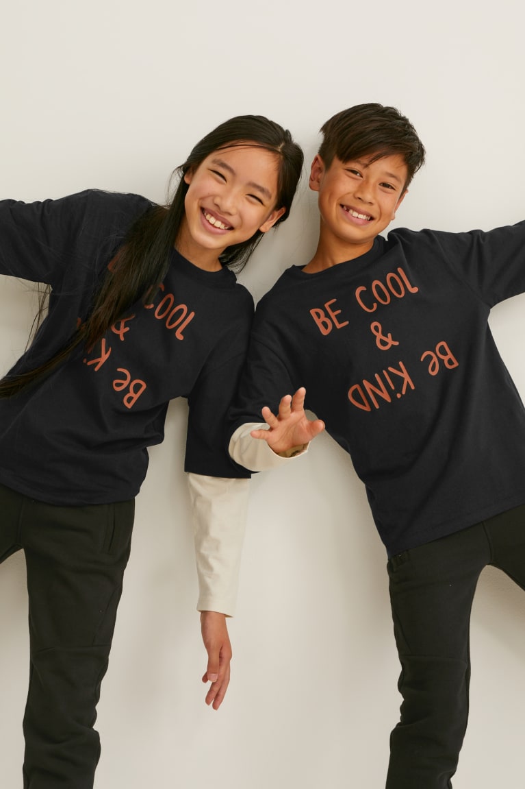 C&A Long Sleeve Genderneutral 2-in-1 Look Topjes Meisjes Zwart | 1430CUWRE