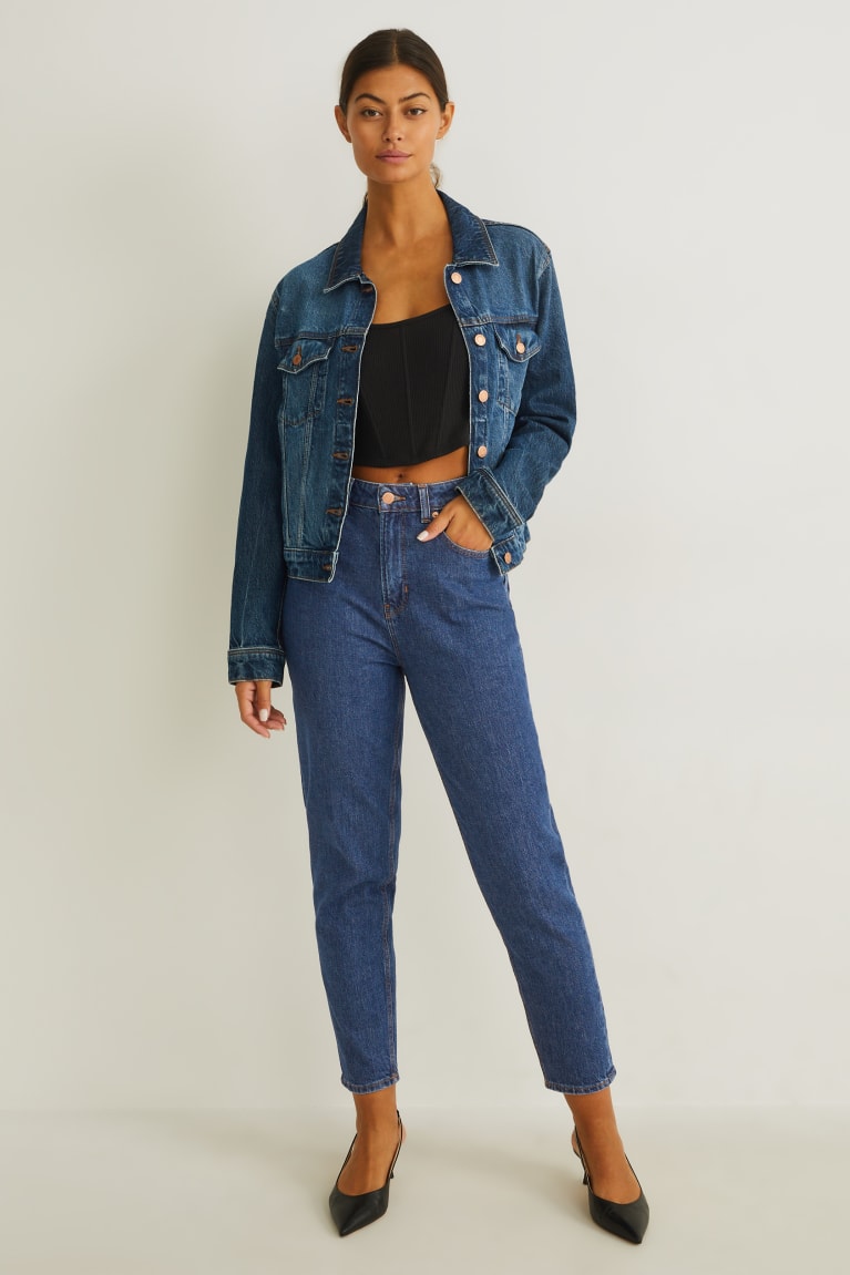 C&A Mom High Taille Lycra® Recycled Jeans Dames Blauw | 1426ULJDE