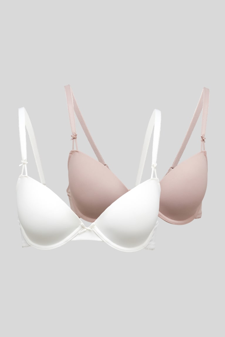 C&A Multipack Of 2 Underwire Bra Demi Gewatteerd Ondergoed Dames Wit Beige | 2371EUQSF