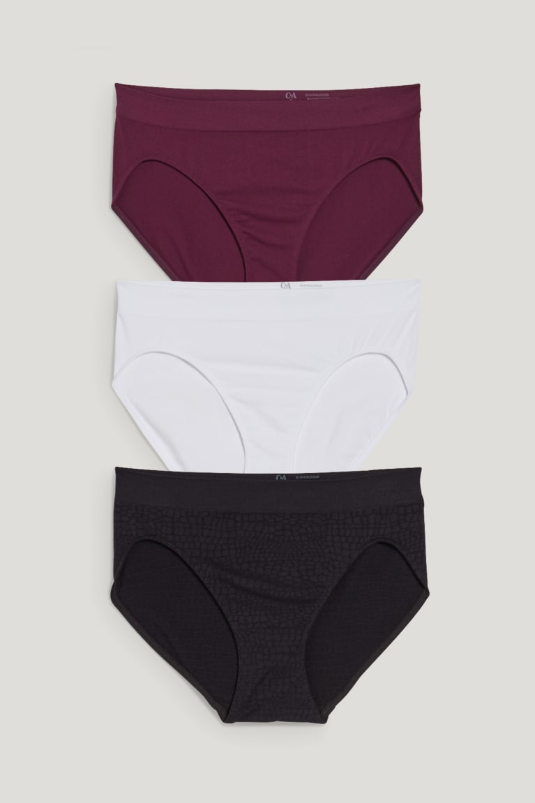 C&A Multipack Of 3 Briefs Seamless Ondergoed Dames Wit Zwart | 3194DCSJZ