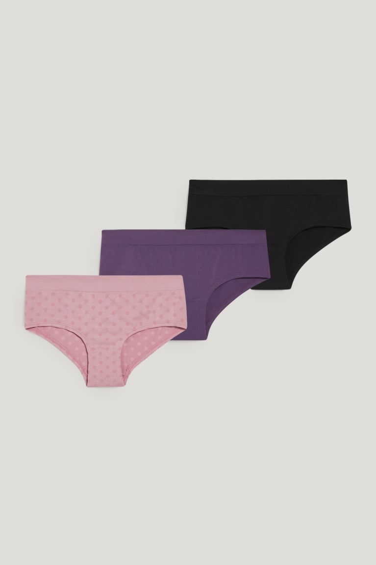 C&A Multipack Of 3 Hipster Briefs Ondergoed Dames Donkerroze | 4967YGDNP