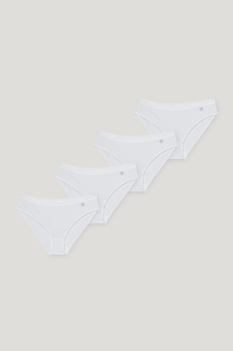 C&A Multipack Of 4 Briefs Organic Katoenen Ondergoed Dames Wit | 9153RIKXE