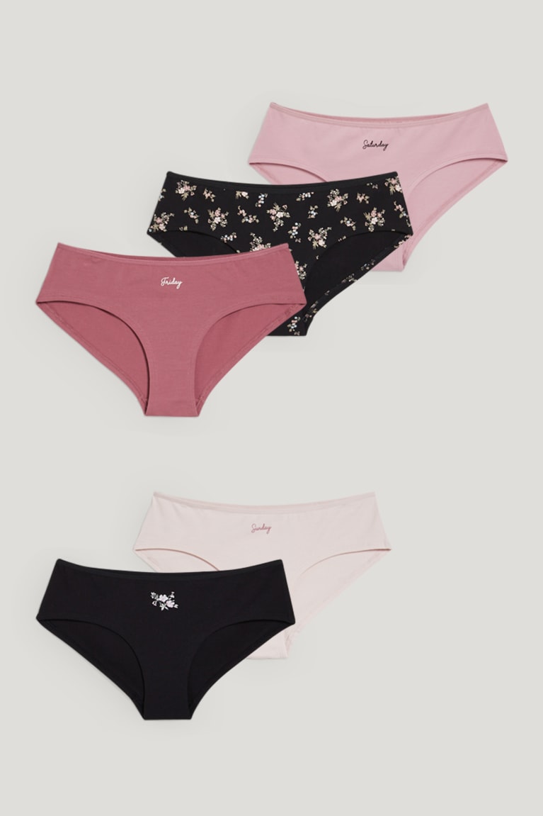 C&A Multipack Of 5 Hipster Briefs Ondergoed Dames Zwart Roze | 8160YEGZW