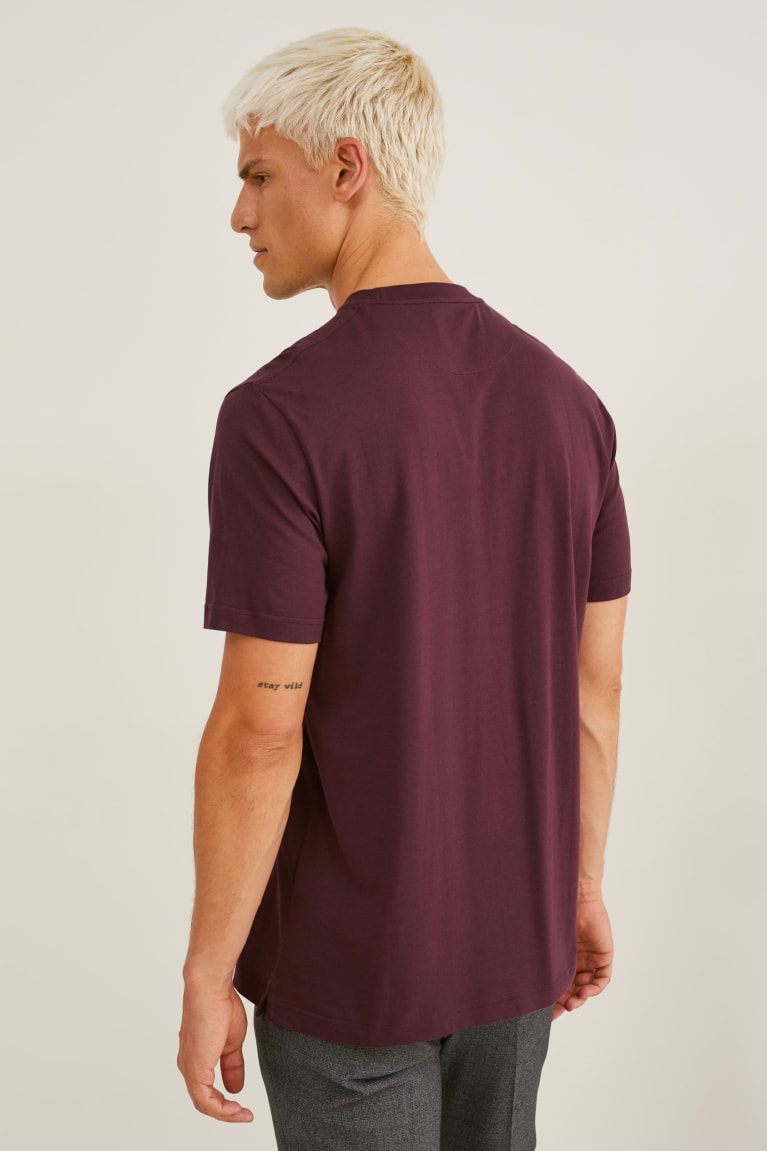 C&A Pima Katoenen T-shirts Heren Bordeaux | 0286QCBJM