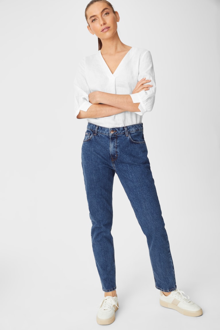 C&A Premium Rechtdoor Tapered Jeans Dames Blauw | 1364WLOVA