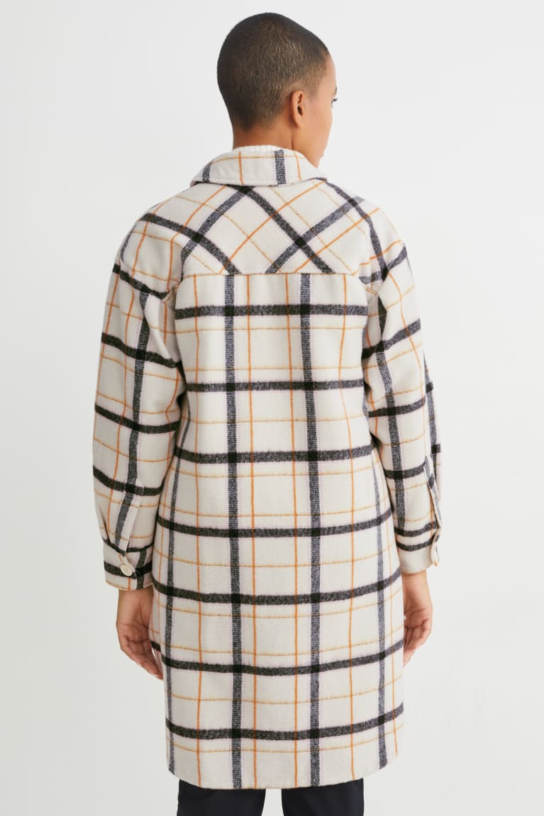 C&A Shacket Check Jassen Dames Beige | 4108EUSMH