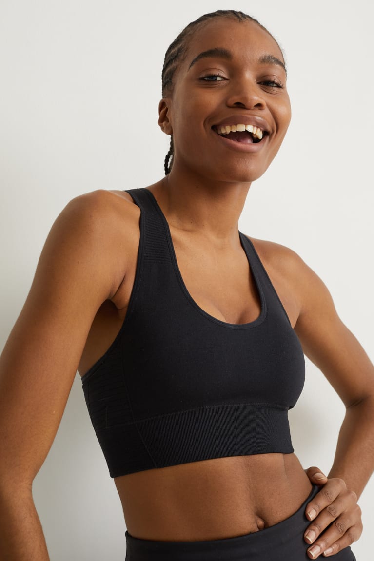 C&A Sports Bra Gewatteerd Lycra® Recycled Ondergoed Dames Zwart | 0834UXZRH