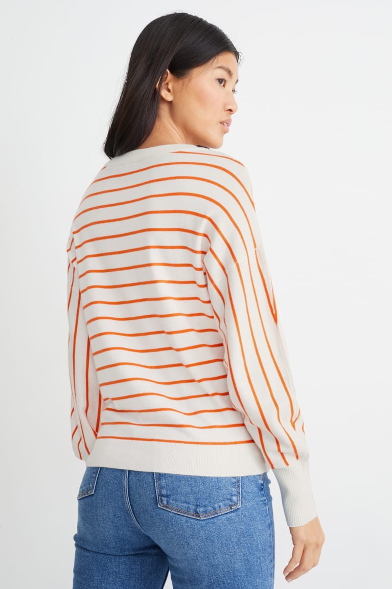 C&A With Lenzing™ Ecovero™ Gestreept Jumpers Dames Wit Oranje | 6907FBTOC