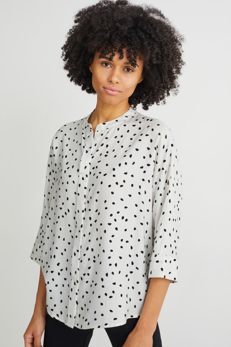 C&A With Tencel™ Lyocell Fibres Blouse Dames Wit Zwart | 4930ZOILN